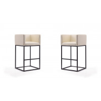 Manhattan Comfort 2-BS018-CR Embassy 38 in. Cream and Black Metal Barstool (Set of 2)